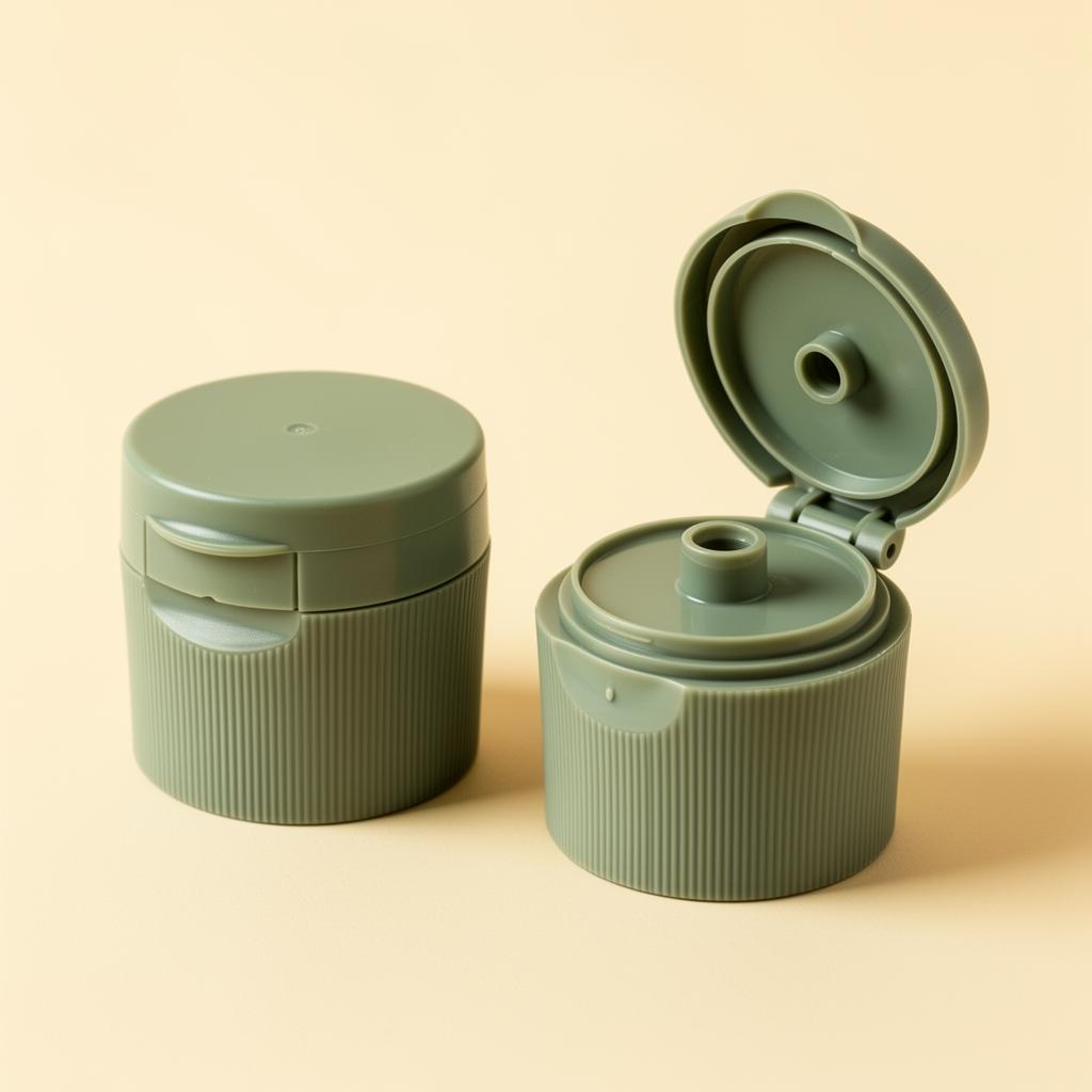 Flip-top cap · matte sage PP · custom color match