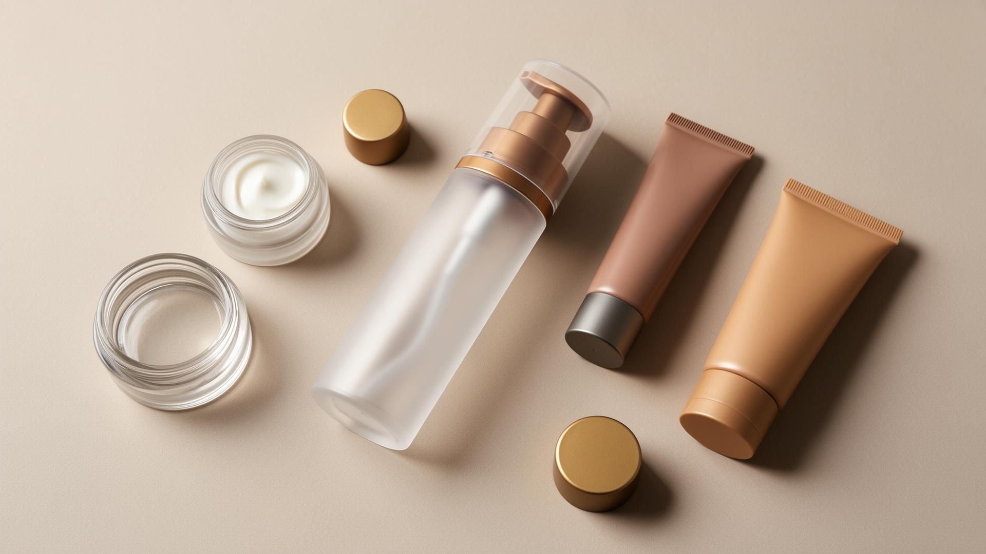 Custom cosmetic packaging components including jars, pump bottles, and tubes