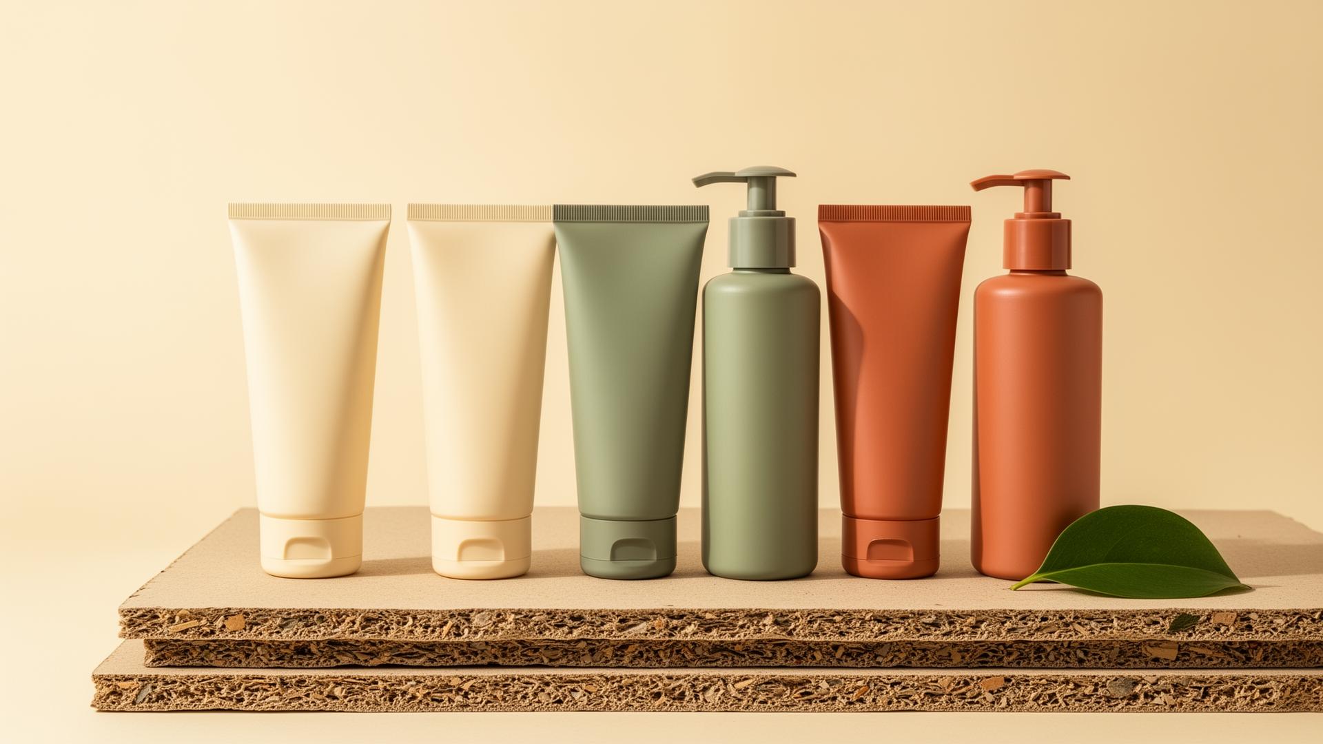 Sustainable PCR and Bio-PE cosmetic packaging on recycled paperboard